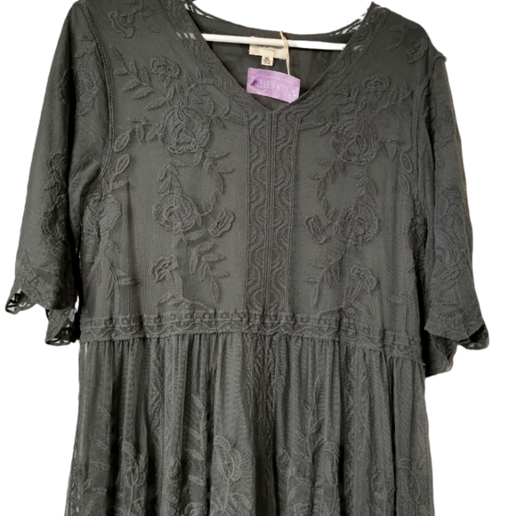 Orange Creek - Classy Charcoal Grey maxi lace event dress - Picture 2 of 16